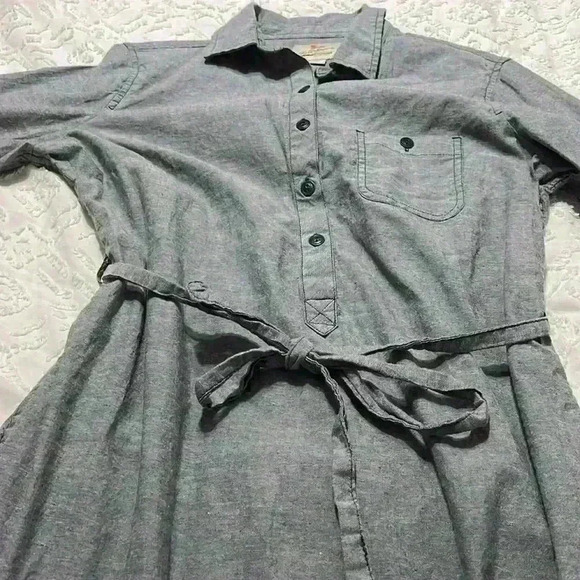 Field &‎ Stream gray cotton shirt dress with tie waist. Women’s size medium - Picture 7 of 10